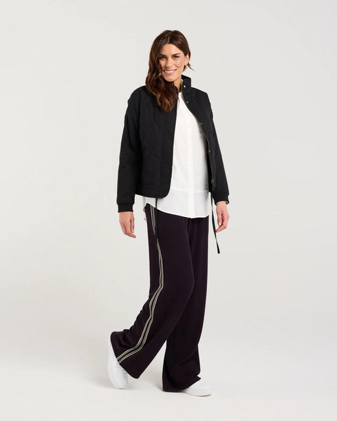 Black Stone Helena Rib Cuff Quilted Jacket - Black