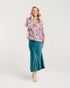 Black Stone Peggy Lace Trim Top - Pink Peacock