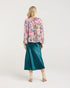 Black Stone Peggy Lace Trim Top - Pink Peacock