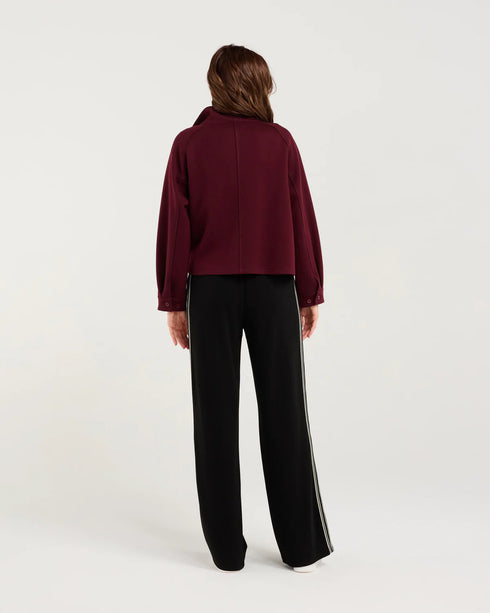 Black Stone Amaya Zip Front Crop Jacket - Shiraz