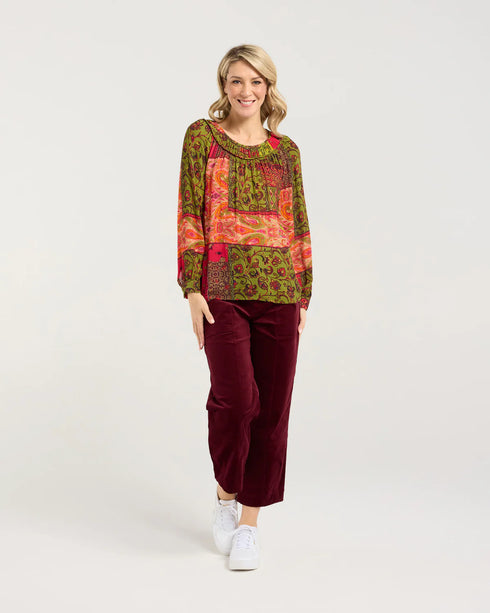 Black Stone Frances Gathered Yoke Top - Pink Pistachio