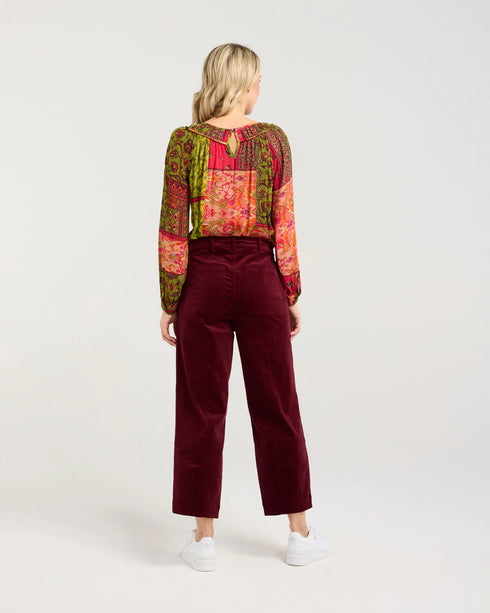 Black Stone Roxi Baby Cord Barrel Leg Pant - Port Royale