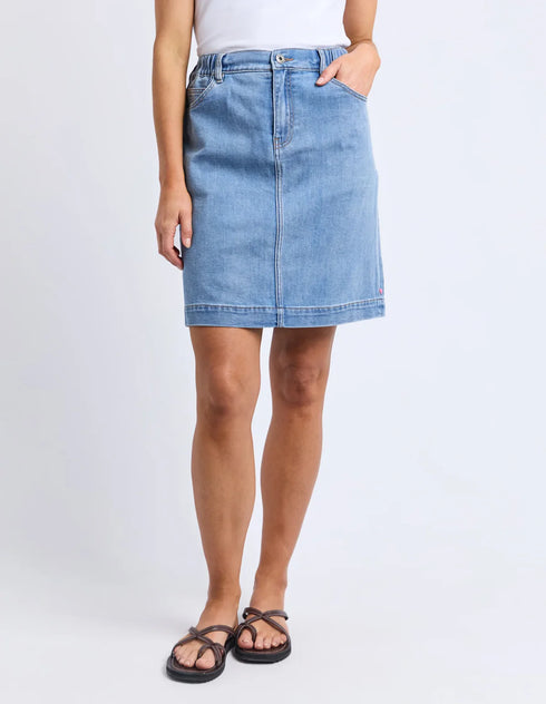 Elm Birdie Denim Skirt - Blue