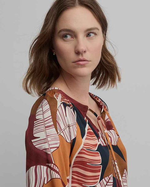 Yarra Trail Feather Stone Print Blouse