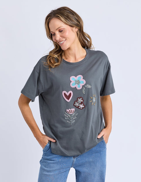 Elm Estelle Beaded Tee - Charcoal