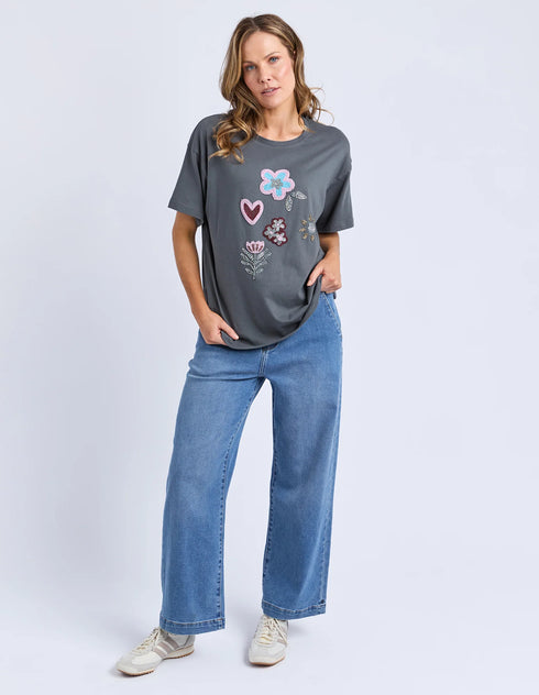Elm Estelle Beaded Tee - Charcoal