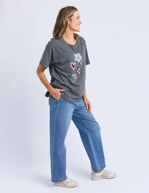 Elm Estelle Beaded Tee - Charcoal