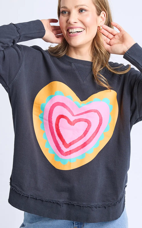 Elm Flaming Heart Crew - Navy