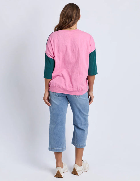 Elm Maize Colour Block Sweat - Teal