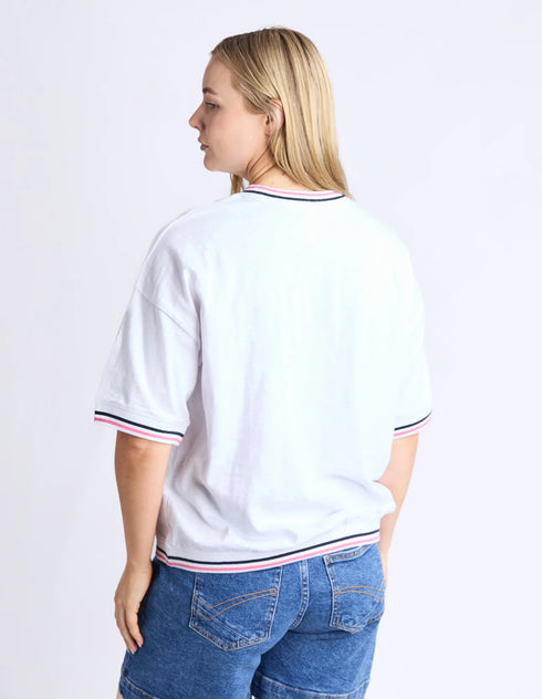 Elm Faye Short Sleeve Cotton Slub - White