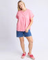 Elm McKinley Button Back Tee- Geranium Pink
