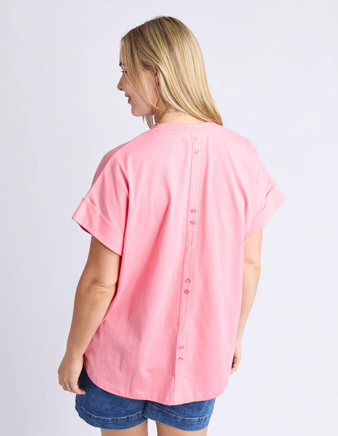 Elm McKinley Button Back Tee- Geranium Pink