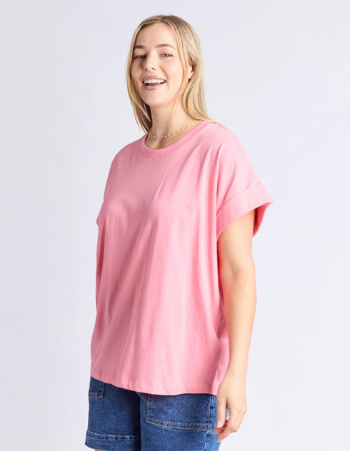 Elm McKinley Button Back Tee- Geranium Pink