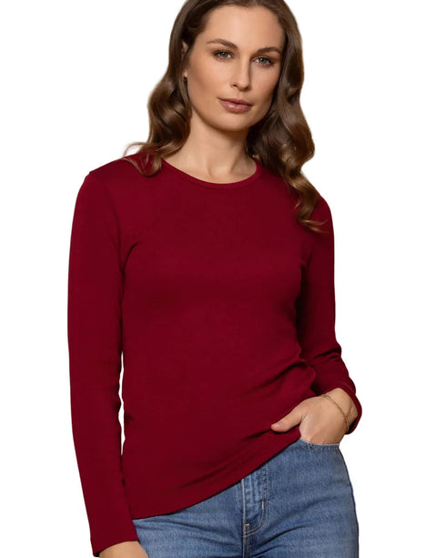 Bay Road Merino Harper Crew - Bordeaux