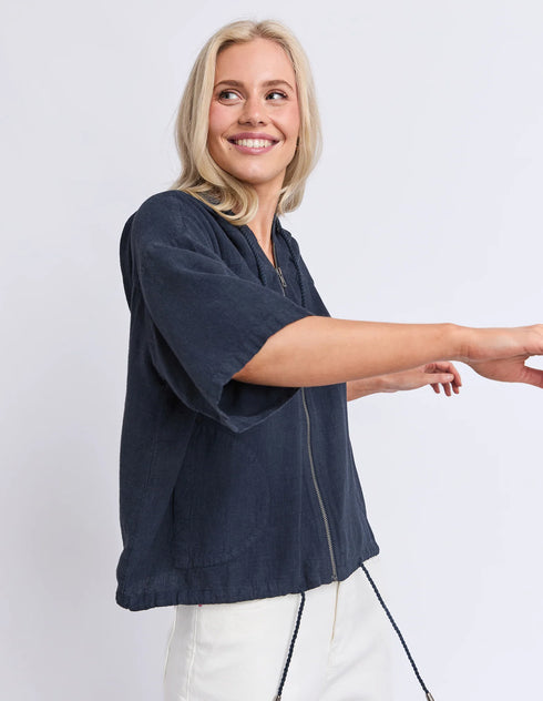 Elm Saltair Light Weight Linen Jacket - Navy
