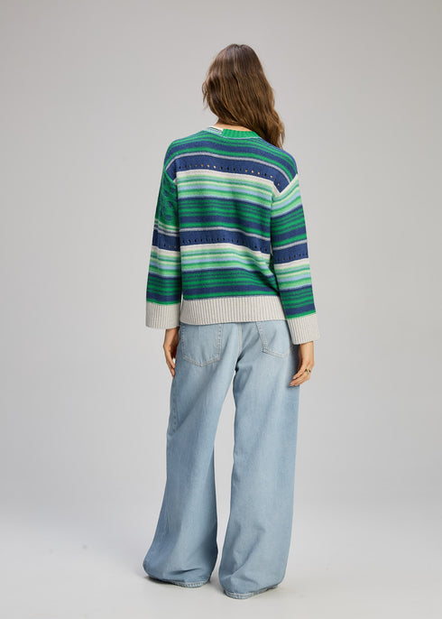 Zaket & Plover Stripe Pop Jumper - Parsley