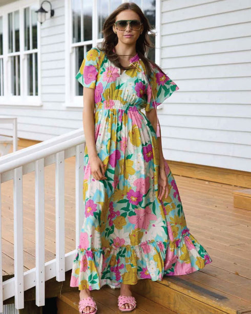 Charlo Josie Maxi Dress Green Floral