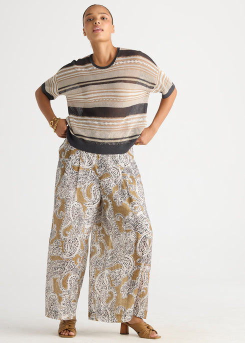 LD+Co Stripe Lace Top - Graphite