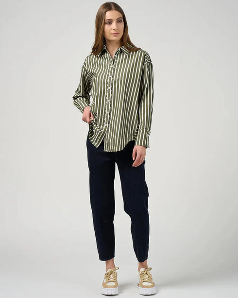 Madly Sweetly Direction Stripe Shirt - Sage