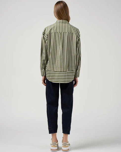 Madly Sweetly Direction Stripe Shirt - Sage