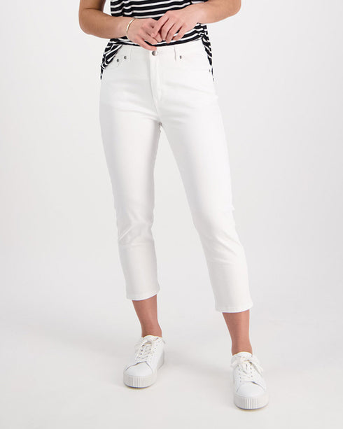 Vassalli Skinny Leg 7/8 Zip Fly Pants 5509LW - White