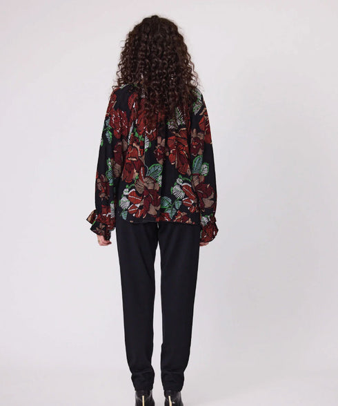 Classified Angelina Peasant Top - Black