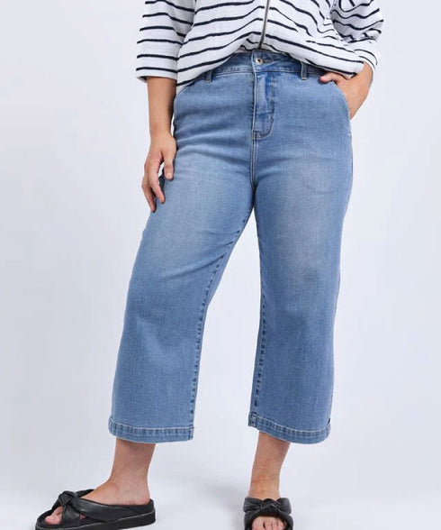 Elm Sidney Cropped Wide Leg Jean - Light Blue