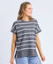 Foxwood Allison Stripe Tee - Charcoal /White