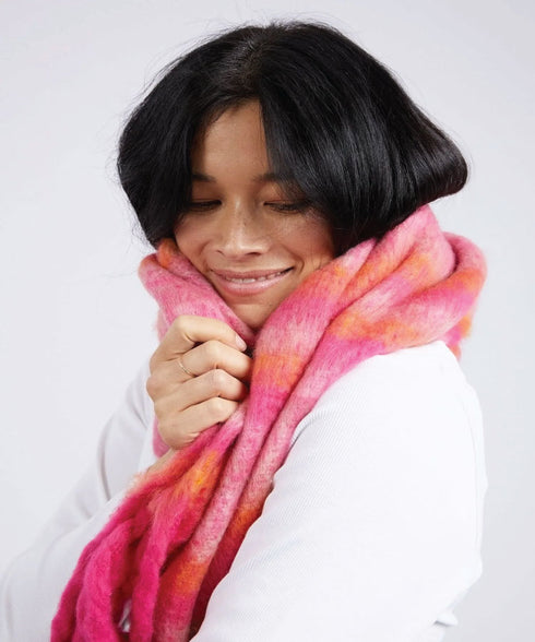 Elm Sunrise Scarf - Pink Check