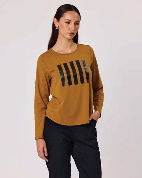 Duo Essential Long Sleeve Tee - Copper Lines Print