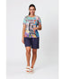 Black Stone Burn Out Multi Colour Tee - Aqua Mix