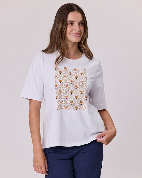 Demoracy Diamante Trim T Shirt - White