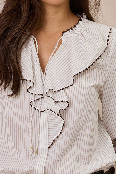 Design Nation Florence Top - White and Cocoa Stripe