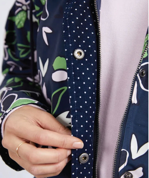 Elm Idyll Floral Raincoat - Navy