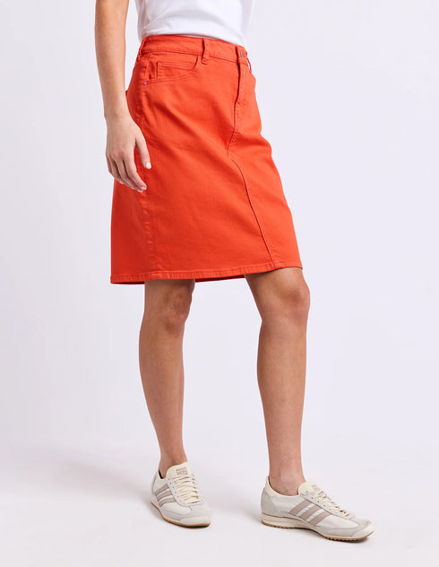Elm Belle Denim Skirt - Tangerine