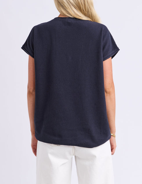 Elm Coral Dust Waffle Knit Top - Navy