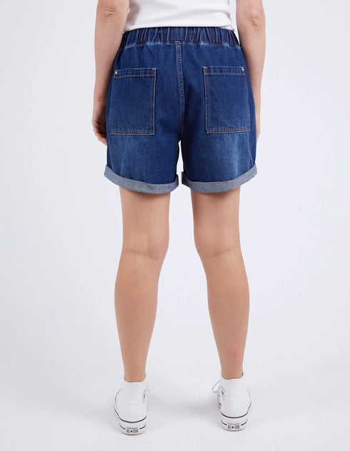 Elm Emma Relaxed Denim Short - Dark Blue