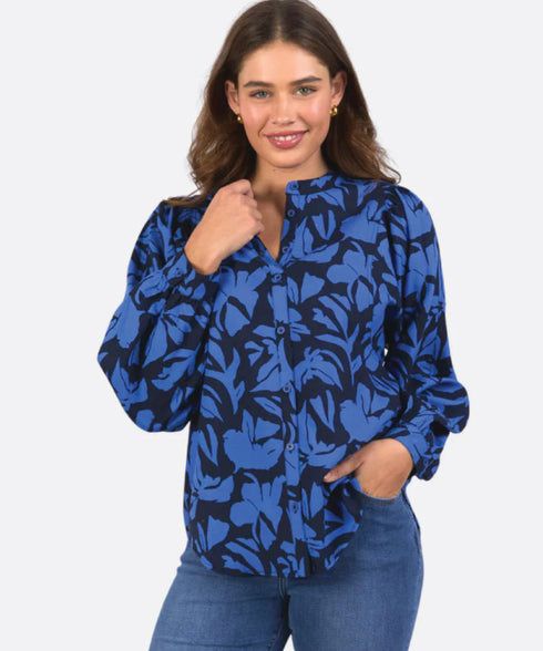 Elm Riley Blouse - Print in Blues