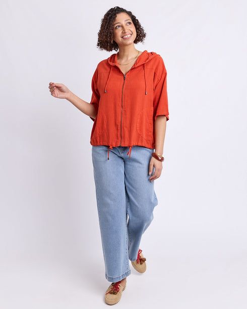 Elm Saltair Light Weight Linen Jacket - Tangello