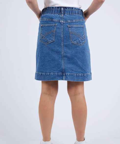 Elm Atlas Denim Skirt - Dark Blue