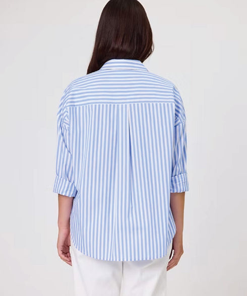 Duo Lexie Embroidered Shirt - Blue Stripe