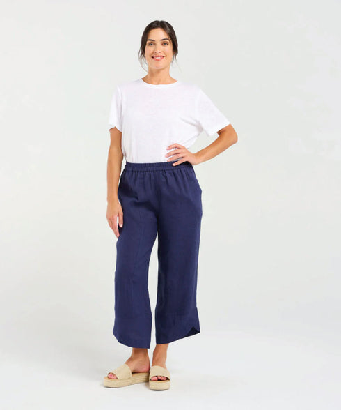 Black Stone Arabella Petal Hem Pant - French Navy