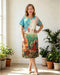 Glam Tall Poppy V Neck Cotton Dress