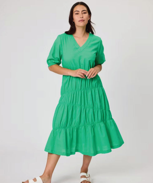 Duo Maeve Shirred Dress - Apple Green