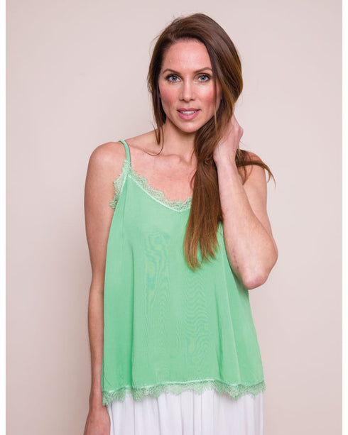Suzy D Lace Trim Viscose Kami - Apple Green