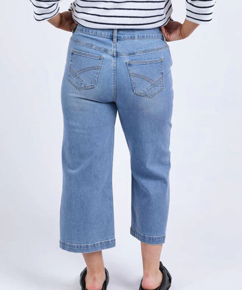 Elm Sidney Cropped Wide Leg Jean - Light Blue