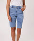 Classified Longer Length Knit Denim Shorts - Light Indigo