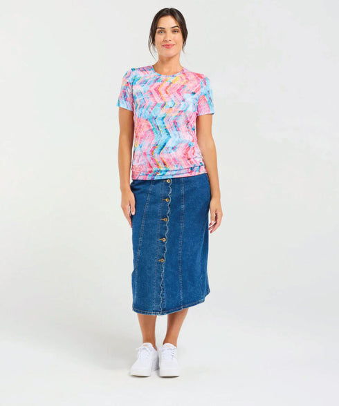 Black Stone Chevron Pink Burn Out Tee