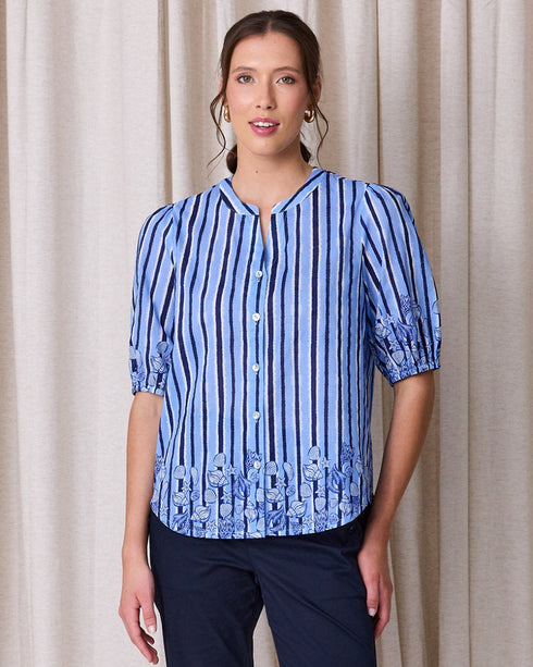 Newport Shore Stripe Blouse - Shore Stripe/Navy