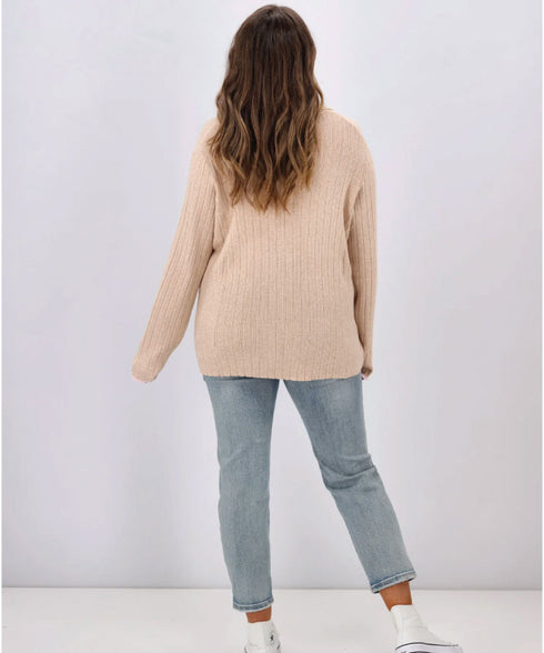 Elm Maple Open Collar Knit - Oatmeal